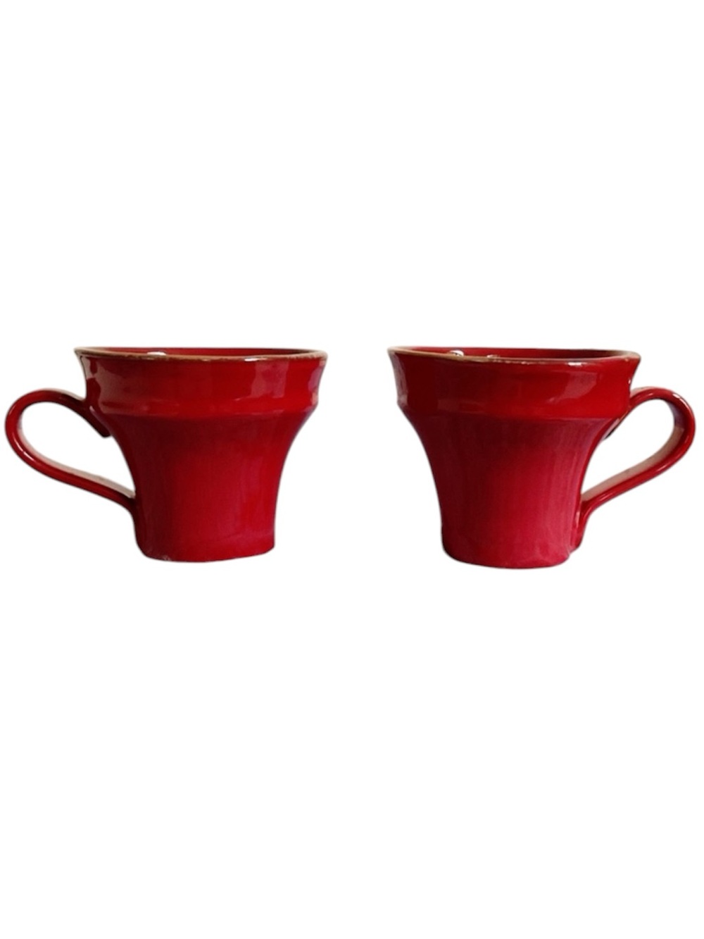 Vietri Rosso Vecchio Mug Set 2 Red Italian Pottery Coffee Cups Italy